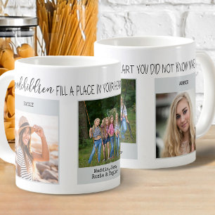 Grandchildren Quote   3 Photos and Captions   Grey Coffee Mug