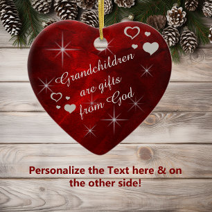 Grandchildren Star Heart Keepsake Ceramic Tree Decoration
