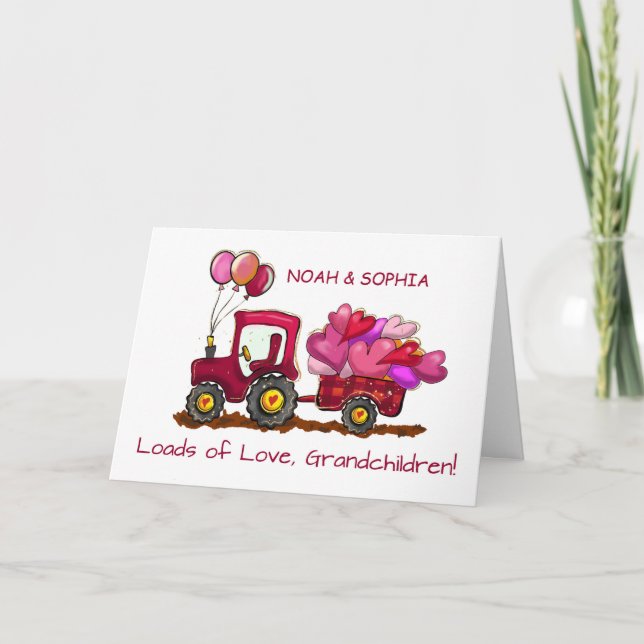 Grandchildren Valentines Day Loads of Love Heats Card (Front)