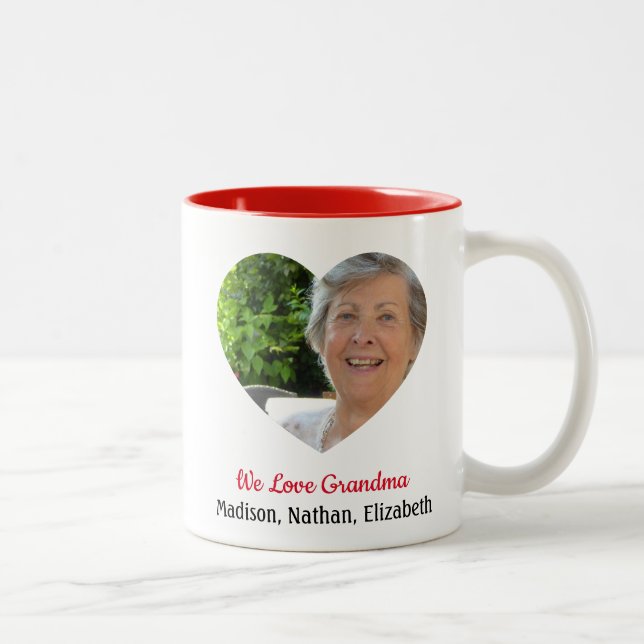 GrandCustom "We Love Grandma" Photo Two-Tone Coffee Mug (Right)