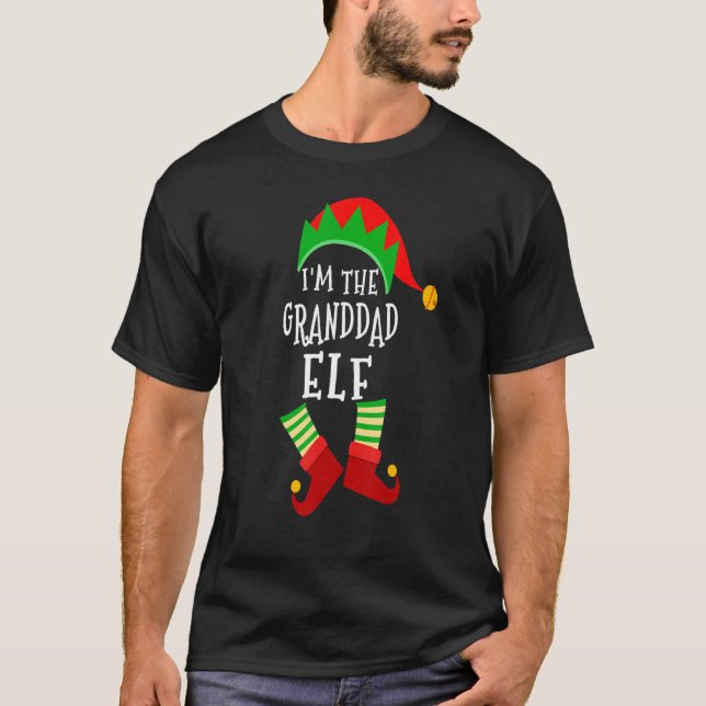 Granddad Elf Matching Family Group Christmas Party T-Shirt (Front)