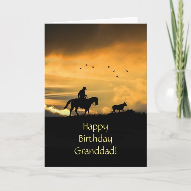 Granddad Happy Birthday Country Western Cowboy Card (Front)