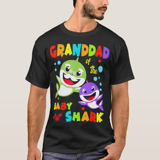 Granddad Of The Baby Shark Birthday Granddad Shark T-Shirt (Front)