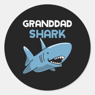 Granddad Shark Cool Funny Family Grandpa Classic Round Sticker