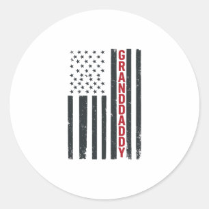Granddaddy American Flag Vintage Patriotic Design_ Classic Round Sticker