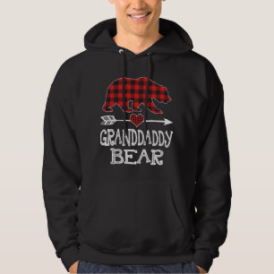 Granddaddy Bear Christmas Pajama Red Plaid Buffalo Hoodie
