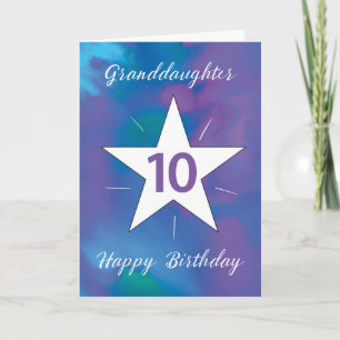 Granddaughter 10th Birthday White Shining Star Card
