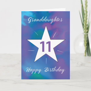 Granddaughter 11th Birthday White Shining Star Card