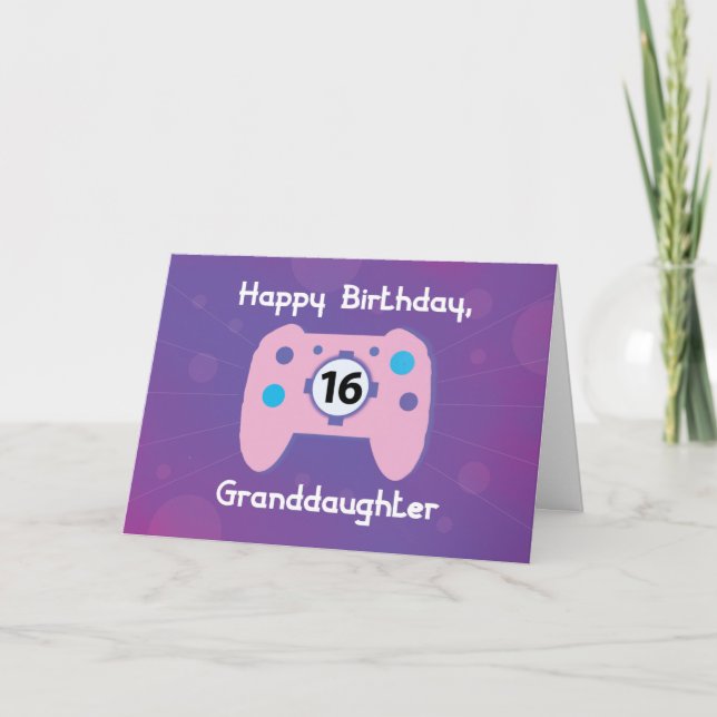 Granddaughter 16 Year Old Birthday Gamer Card (Front)