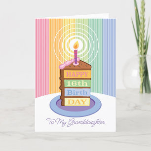Granddaughter 16th Birthday 4 Layered Cake Slice Card