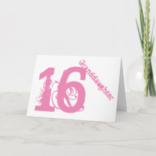 Granddaughter, 16th, white and pink. card