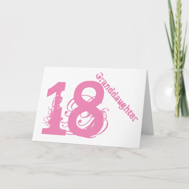 Granddaughter, 18th birthday, white and pink. card (Front)