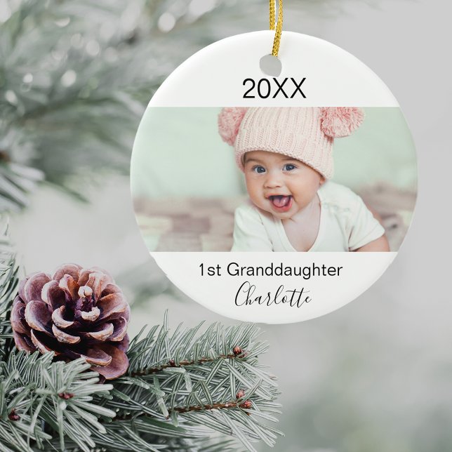 Granddaughter 1st baby photo grandparents ceramic tree decoration (Creator Uploaded)
