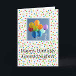 Granddaughter 1st birthday balloons card<br><div class="desc">Granddaughter 1st birthday balloons Created from an original Studio Porto Sabbia photo! This Coloured Balloons Birthday card is available as an age specific card ages 1 to 12, in different languages and for various specific (family) relations. For Birthday Party Invitations in the same style, check the Invitation section of Studio...</div>