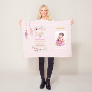Granddaughter 1st Birthday PHOTO POEM NAME & Date Fleece Blanket