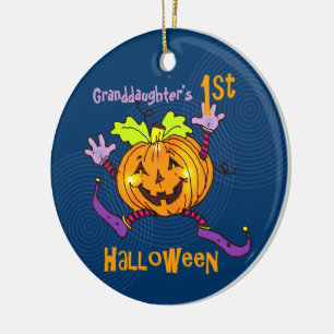 Granddaughter 1st Halloween Happy Pumpkin Ceramic Tree Decoration