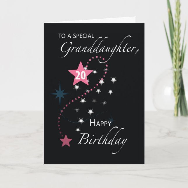 Granddaughter 20th Birthday Star Inspirational Card (Front)