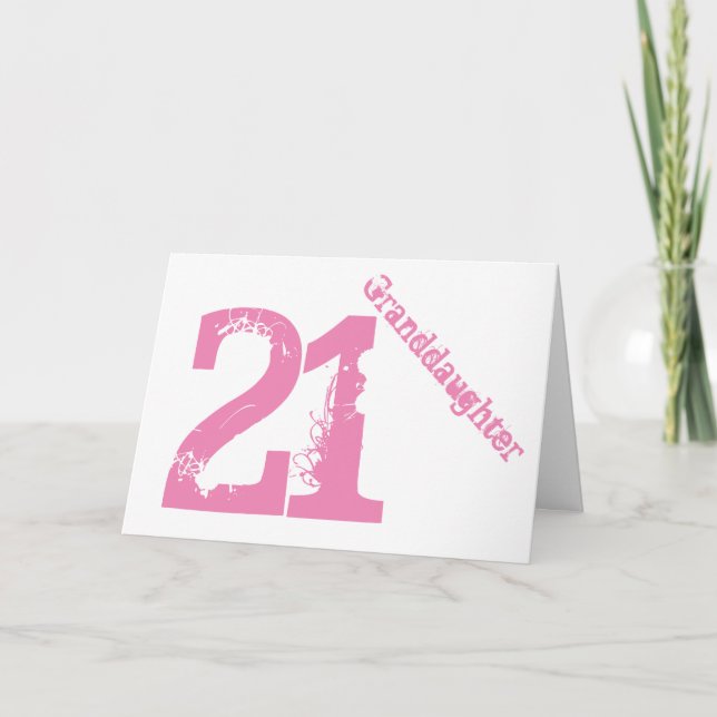 Granddaughter, 21st birthday, white and pink. card (Front)