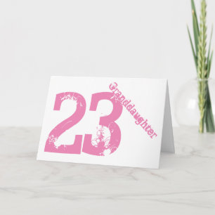 Granddaughter, 23rd birthday, white and pink. card
