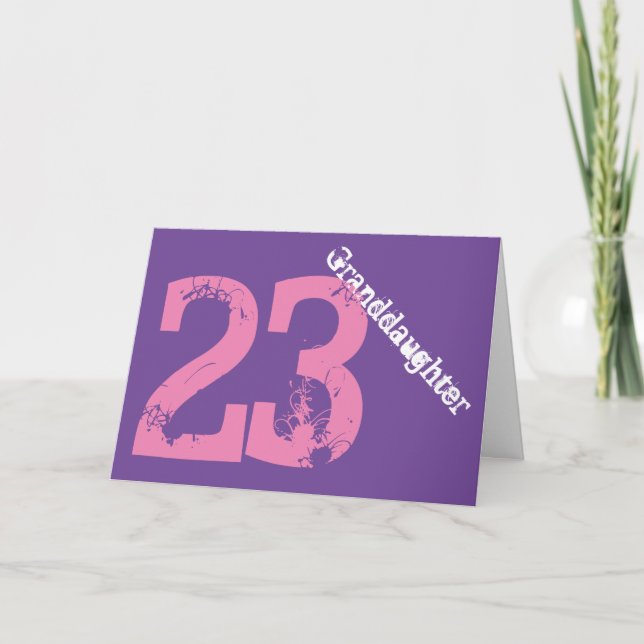 Granddaughter, 23rd birthday, white, pink, purple. card (Front)