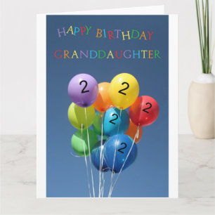 Granddaughter 2nd birthday balloons card