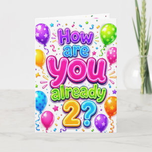 Granddaughter 2nd Birthday with Neon Balloons Card