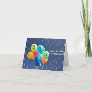 Granddaughter 3rd birthday balloons card