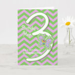 Granddaughter 3rd Birthday Butterfly Hugs Card<br><div class="desc">Your Granddaughter will giggle when she sees these whimsical butterflies on a purple and green zigzag pattern background with a big number three for her 3rd birthday card. Personalise name and verse using the template provided. We specialise in custom-made designs, contact us if you would like a unique made-to-order layout...</div>