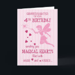 Granddaughter 4th Birthday Magical Fairy Pink Card<br><div class="desc">Your beautiful Granddaughter will be four soon. Wish her a very happy 4th Birthday and surprise her with this cute magical fairy. Send her pink hearts with hugs and kisses on her special day.</div>
