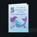 Granddaughter 5th Birthday Sparkly Look Mermaid Card<br><div class="desc">The colours and design of this fun card will surely catch the attention of your sweet granddaughter once you give her this for her 5th birthday. A beautiful mermaid is swimming on the front of this surrounded by seashells,  all here to “SHELL-ibrate” her birthday.</div>