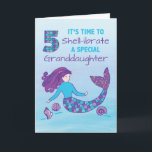 Granddaughter 5th Birthday Sparkly Look Mermaid Card<br><div class="desc">The colours and design of this fun card will surely catch the attention of your sweet granddaughter once you give her this for her 5th birthday. A beautiful mermaid is swimming on the front of this surrounded by seashells,  all here to “SHELL-ibrate” her birthday.</div>