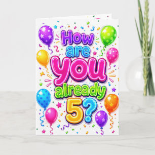 Granddaughter 5th Birthday with Neon Balloons Card