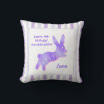 Granddaughter 9th Birthday Purple Cute Hoppy Bunny Cushion<br><div class="desc">Featuring a hopping purple bunny with floral pattern and illustrated in watercolor,  this cute throw pillow would surely be a memorable gift for your granddaughter for her upcoming 9th birthday. Personalize it with her name and your blessing to make this a unique gift!</div>