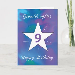 Granddaughter 9th Birthday White Shining Star Card