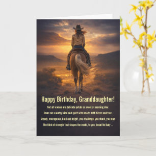 Granddaughter Adult Birthday Cowgirl Spirit Horse  Card