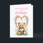 Granddaughter Age 1 Teddy Bear  Card<br><div class="desc">Send birthday wishes to your granddaughter on her first birthday in the cutest way possible with this lovely card. A teddy bear, in front of a bunch of colourful flowers, presents a heart showcasing the age of 1. Make their birthday unforgettable with this charming card. A 1st birthday card for...</div>