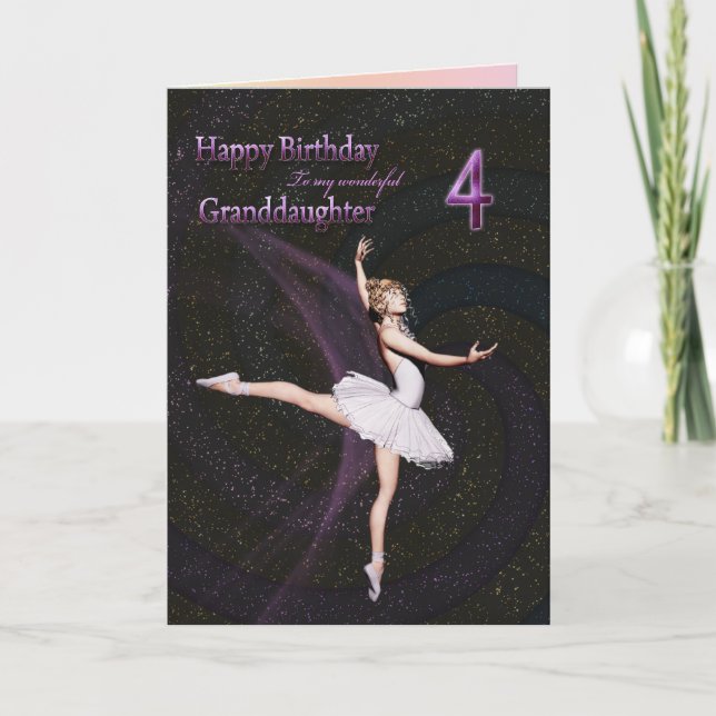 Granddaughter age 4, a ballerina birthday card (Front)