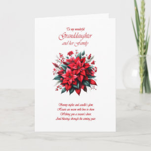 Granddaughter and Family Christmas Poinsettias Holiday Card
