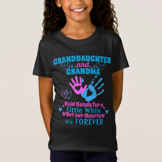 Granddaughter and Grandma Hold Hands and Hearts T-Shirt (Front)