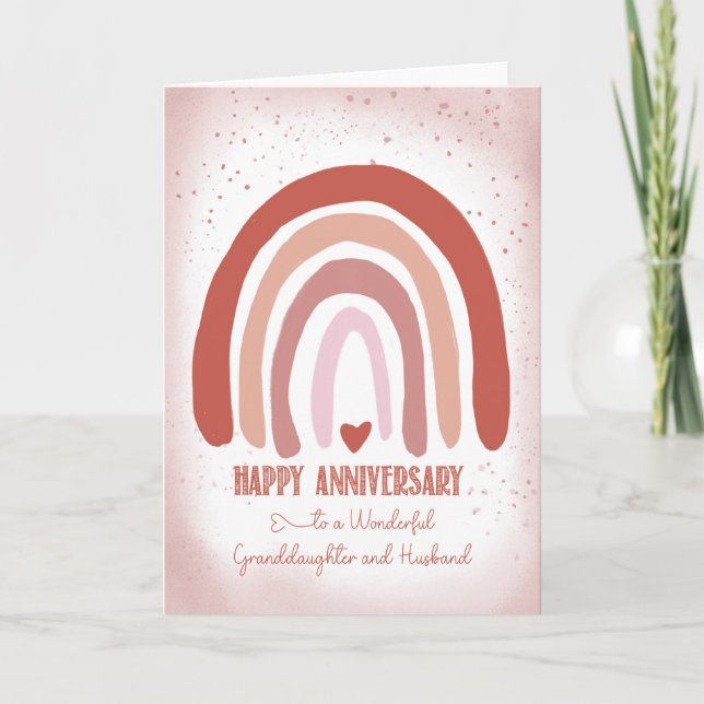 Granddaughter and Husband Anniversary Soft Pink Card (Front)