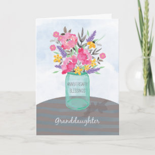 Granddaughter Anniversary Blessings Jar Vase Card