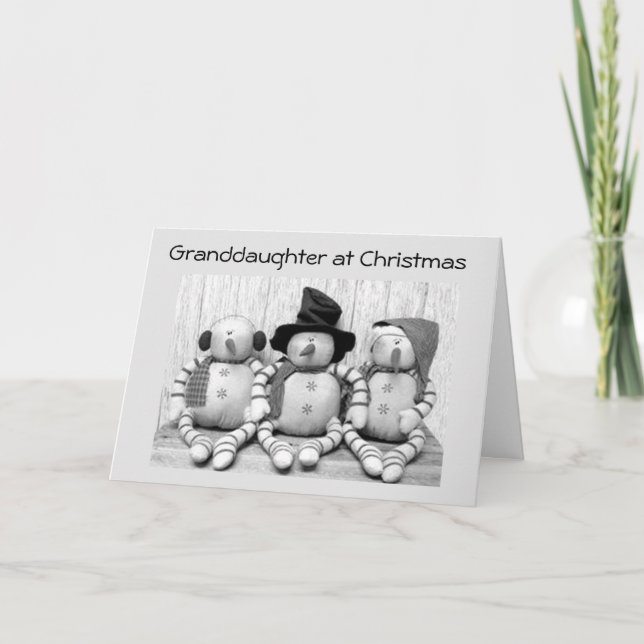 **GRANDDAUGHTER** AT CHRISTMAS FROM CUTE SNOWMEN   HOLIDAY CARD (Front)