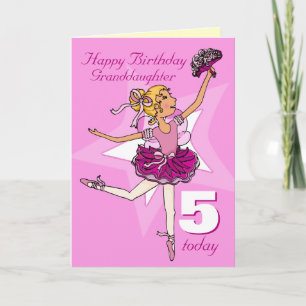 Granddaughter ballerina birthday pink age card