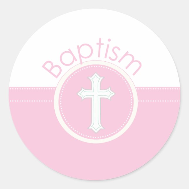 Granddaughter Baptism Congratulations Pink Child o Classic Round Sticker (Front)