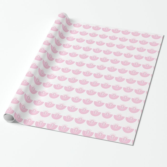 Granddaughter Baptism Congratulations Pink Child o Wrapping Paper (Unrolled)