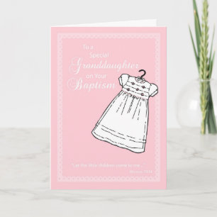 Granddaughter, Baptism Gown on Pink Card
