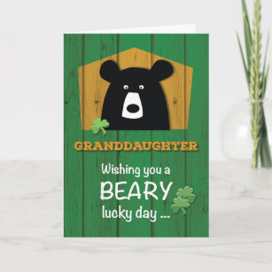 Granddaughter Bear & Shamrocks on St. Patrick's Card