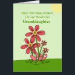 Granddaughter Best Birthday Wishes Flowers Grass<br><div class="desc">A sweet birthday card for a beautiful granddaughter,  featuring red flowers in the grass with a pale green background and a sun in the upper right corner. The original design for the flowers is by Alice Smith from digitalcraftsupplies.</div>