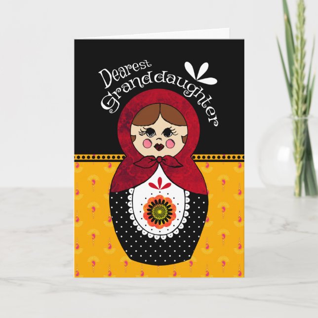 Granddaughter Birthday Babushka Doll Card (Front)