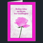 Granddaughter Birthday Beautiful Pink Rose<br><div class="desc">A beautiful birthday card for a granddaughter. An elegant yet simple birthday card. A single pink rose framed in pink. The swirling background makes the rose stand out. A beautiful,  classic card to show that you care.</div>